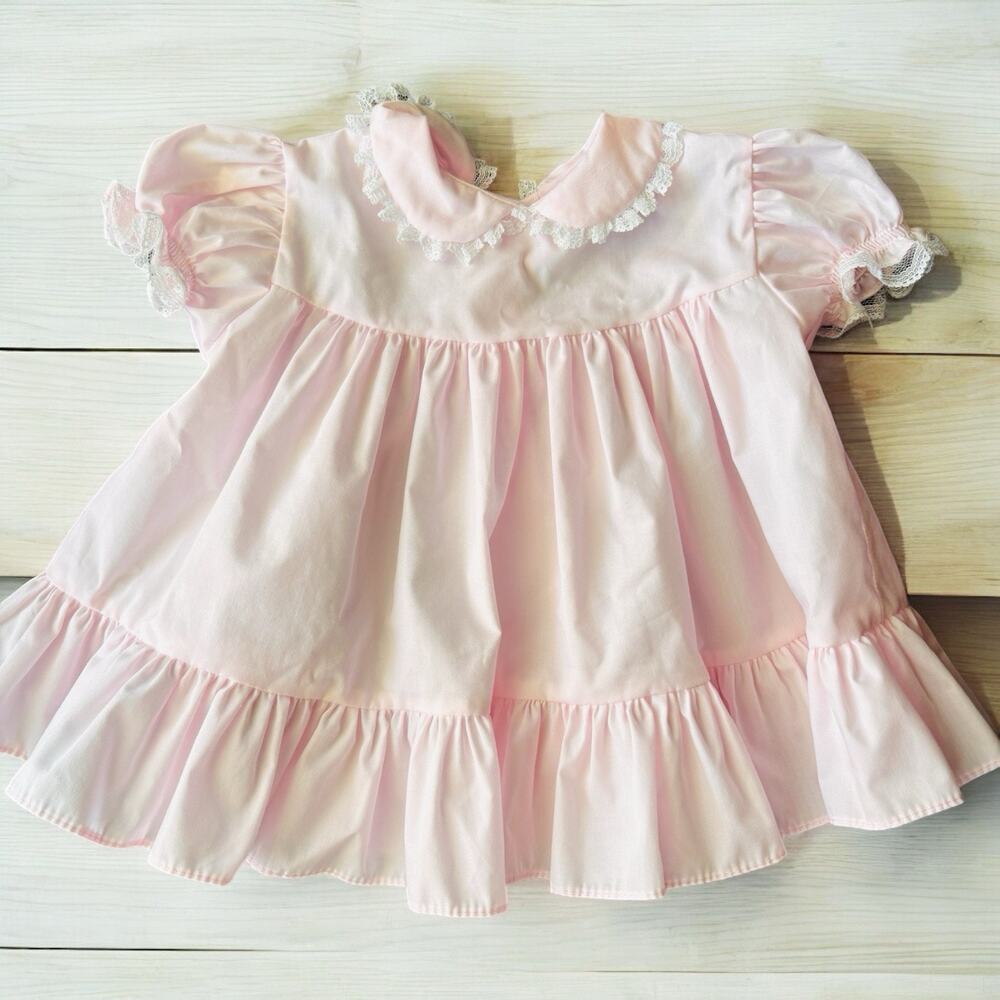 NWOT Vintage Bryan 12mo Pink Baby Full circle Dress Easter Spring Made in USA
